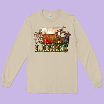 All The Jingle Ladies Christmas Cows Long Sleeve Tee Designed By Lillyallendesigns