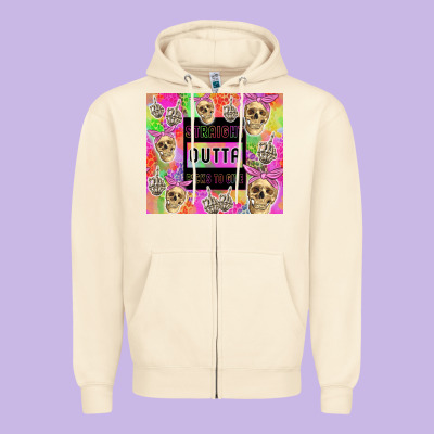 Straight Outta Fucks To Give Zipper Hoodie Designed By Tumblerdesignbyshophia