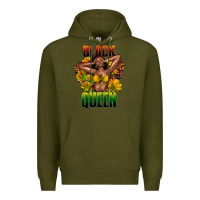 Army Green Black queen afro Premium Hoodie - HowdyJamesFarm