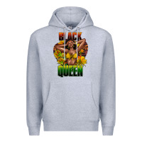 Heather Grey Black queen afro Premium Hoodie - HowdyJamesFarm