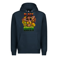 Navy Black queen afro Premium Hoodie - HowdyJamesFarm