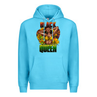 Ocean Blue Black queen afro Premium Hoodie - HowdyJamesFarm