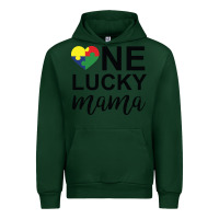 Forest Green one lucky mama Urban Hoodie - CowhideDigitalArt