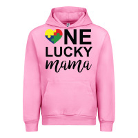 Fuchsia Pink one lucky mama Urban Hoodie - CowhideDigitalArt