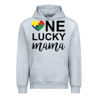 Heather Grey one lucky mama Urban Hoodie - CowhideDigitalArt