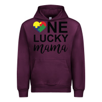 Mauve Wine one lucky mama Urban Hoodie - CowhideDigitalArt