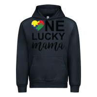 Navy one lucky mama Urban Hoodie - CowhideDigitalArt