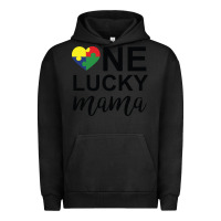 Pigment Black one lucky mama Urban Hoodie - CowhideDigitalArt