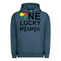 Pigment Midnight Navy one lucky mama Urban Hoodie - CowhideDigitalArt
