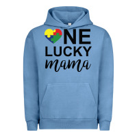 Pigment Pebble Blue one lucky mama Urban Hoodie - CowhideDigitalArt