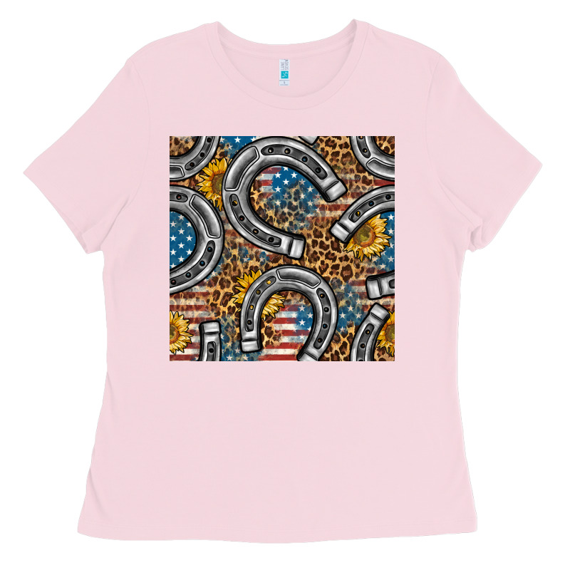 American Flag Horseshoe Deamless Pattern Ladies Tee by BundleAndBundleShop | Teevron