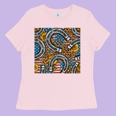 American Flag Horseshoe Deamless Pattern Ladies Tee Designed By Bundleandbundleshop