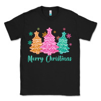 Black merry christmas glitter trees Classic Tee - MaliasSmallBusiness