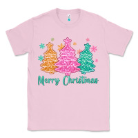 Bubblegum Pink merry christmas glitter trees Classic Tee - MaliasSmallBusiness