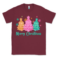 Burgundy merry christmas glitter trees Classic Tee - MaliasSmallBusiness