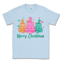 Dusty Blue merry christmas glitter trees Classic Tee - MaliasSmallBusiness