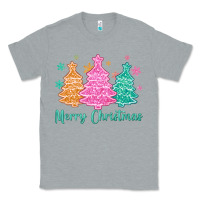 Heather Grey merry christmas glitter trees Classic Tee - MaliasSmallBusiness