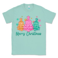 Seafoam merry christmas glitter trees Classic Tee - MaliasSmallBusiness