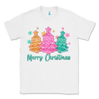 White merry christmas glitter trees Classic Tee - MaliasSmallBusiness