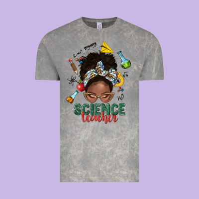 Science Teacher Afro Messy Bun Vintage Tee Designed By Nancycooperartshop