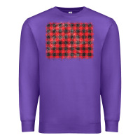 Purple distressed buffalo plaid background Premium Sweatshirt - CowCowDesign