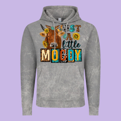 Just A Little Moody With Cow Vintage Hoodie Designed By Nancycooperartshop