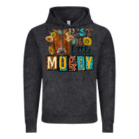 Vintage Black just a little moody with cow Vintage Hoodie - NancyCooperArtShop