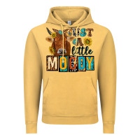 Vintage Mustard just a little moody with cow Vintage Hoodie - NancyCooperArtShop