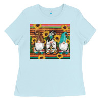 Baby Blue western gnomes cactus sunflowers serape wooden leopard gemstone Ladies Tee - Artiststas