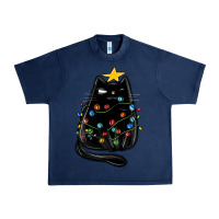 Navy christmas cat with lights Urban Heavy Tee - MaliasSmallBusiness