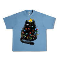 Pebble Blue christmas cat with lights Urban Heavy Tee - MaliasSmallBusiness