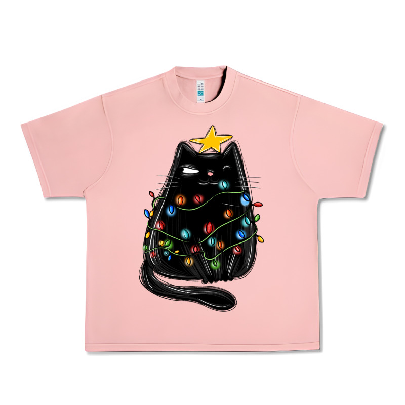 Christmas Cat With Lights Urban Heavy Tee by MaliasSmallBusiness | Teevron