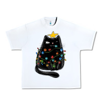White christmas cat with lights Urban Heavy Tee - MaliasSmallBusiness