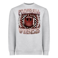 Heather Grey football vibes smiley face Heavyweight Sweatshirt - BarkalooDesign