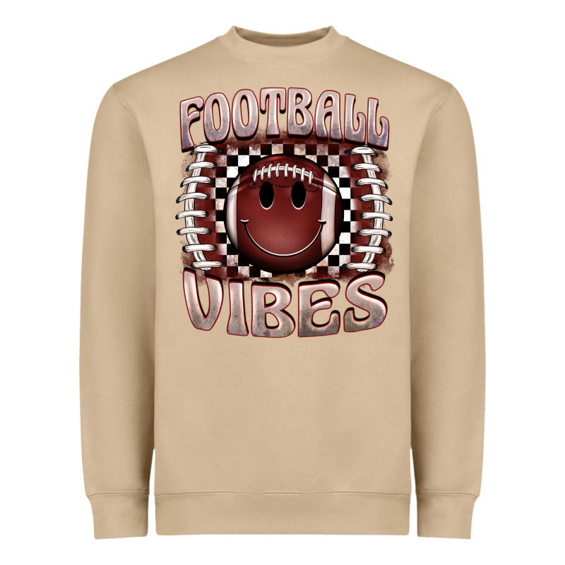 Football Vibes Smiley Face Heavyweight Sweatshirt by BarkalooDesign | Teevron