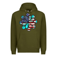 Army Green American flag turquoise gemstone 4th of july Premium Hoodie - CowGirlArtShop