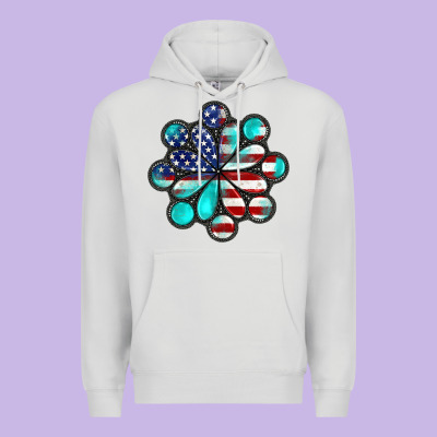 American Flag Turquoise Gemstone 4th Of July Premium Hoodie Designed By Cowgirlartshop