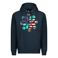 Navy American flag turquoise gemstone 4th of july Premium Hoodie - CowGirlArtShop