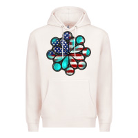 Pale Pink American flag turquoise gemstone 4th of july Premium Hoodie - CowGirlArtShop