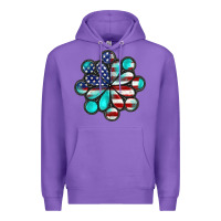 Purple American flag turquoise gemstone 4th of july Premium Hoodie - CowGirlArtShop
