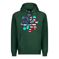 Sports Green American flag turquoise gemstone 4th of july Premium Hoodie - CowGirlArtShop