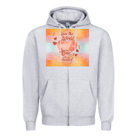 Heather Grey love the world like the one Zipper Hoodie - TumblerDesignByShophia