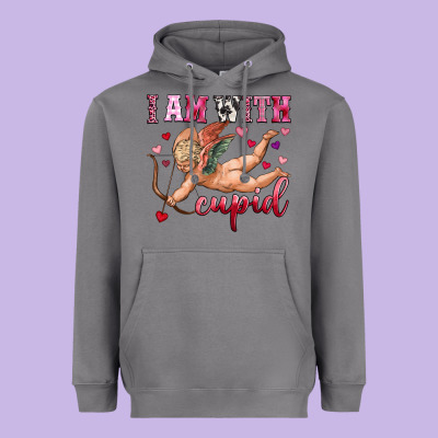 I Am With Cupid Heavyweight Hoodie Designed By Oliviacreatesart