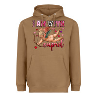 Toasted Coconut i am with cupid Heavyweight Hoodie - OliviaCreatesArt