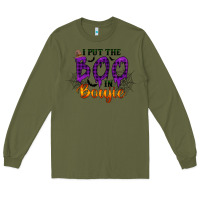 Army Green I put the Boo in Boujie Long Sleeve Tee - RacoonDesign