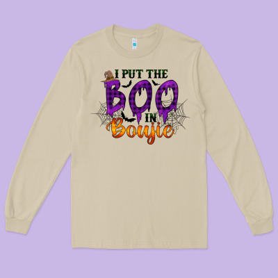I Put The Boo In Boujie Long Sleeve Tee Designed By Racoondesign