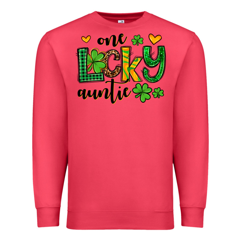 One Lucky Auntie St. Patrick's Premium Sweatshirt by OliviaCreatesArt | Teevron