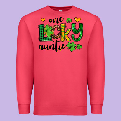 One Lucky Auntie St. Patrick's Premium Sweatshirt Designed By Oliviacreatesart