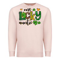 Pale Pink One lucky auntie St. Patrick's Premium Sweatshirt - OliviaCreatesArt