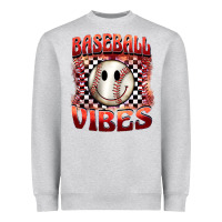 Heather Grey baseball vibes smiley face Heavyweight Sweatshirt - BarkalooDesign